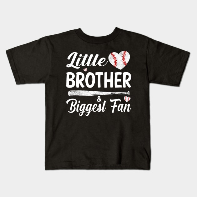 Little Brother Biggest Fan Baseball Kids T-Shirt by eyelashget